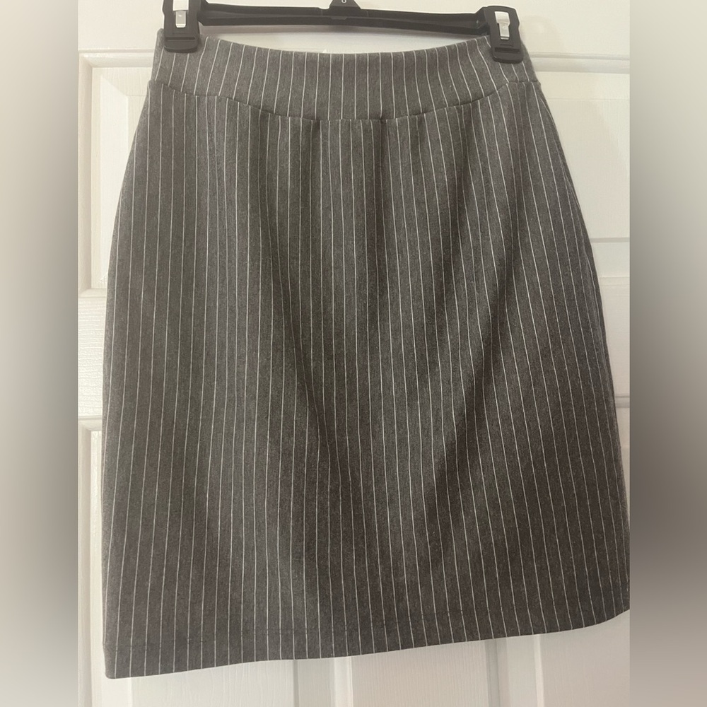 Gray Pinstripe Skirt - Picture 3 of 5
